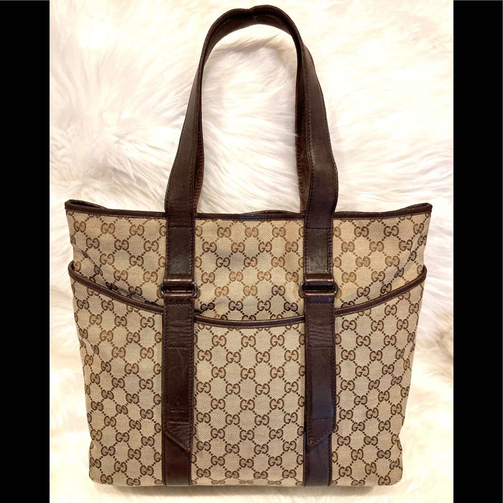 Authentic Gucci GG Monogram Logo Shoulder Bag Tote  #6.8v.  Good condition